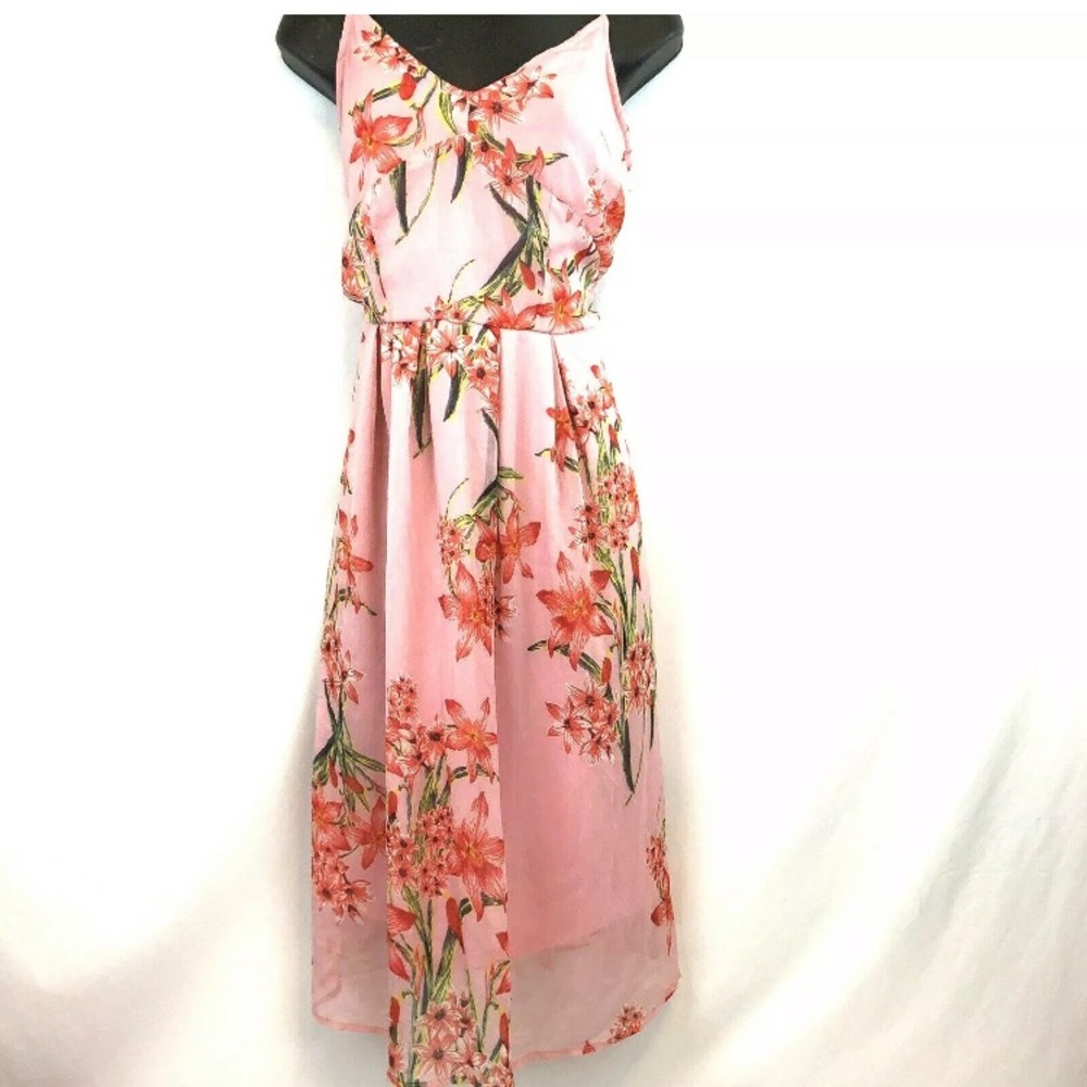 OR Oakridge L Pink Floral Chiffon Sun Dress